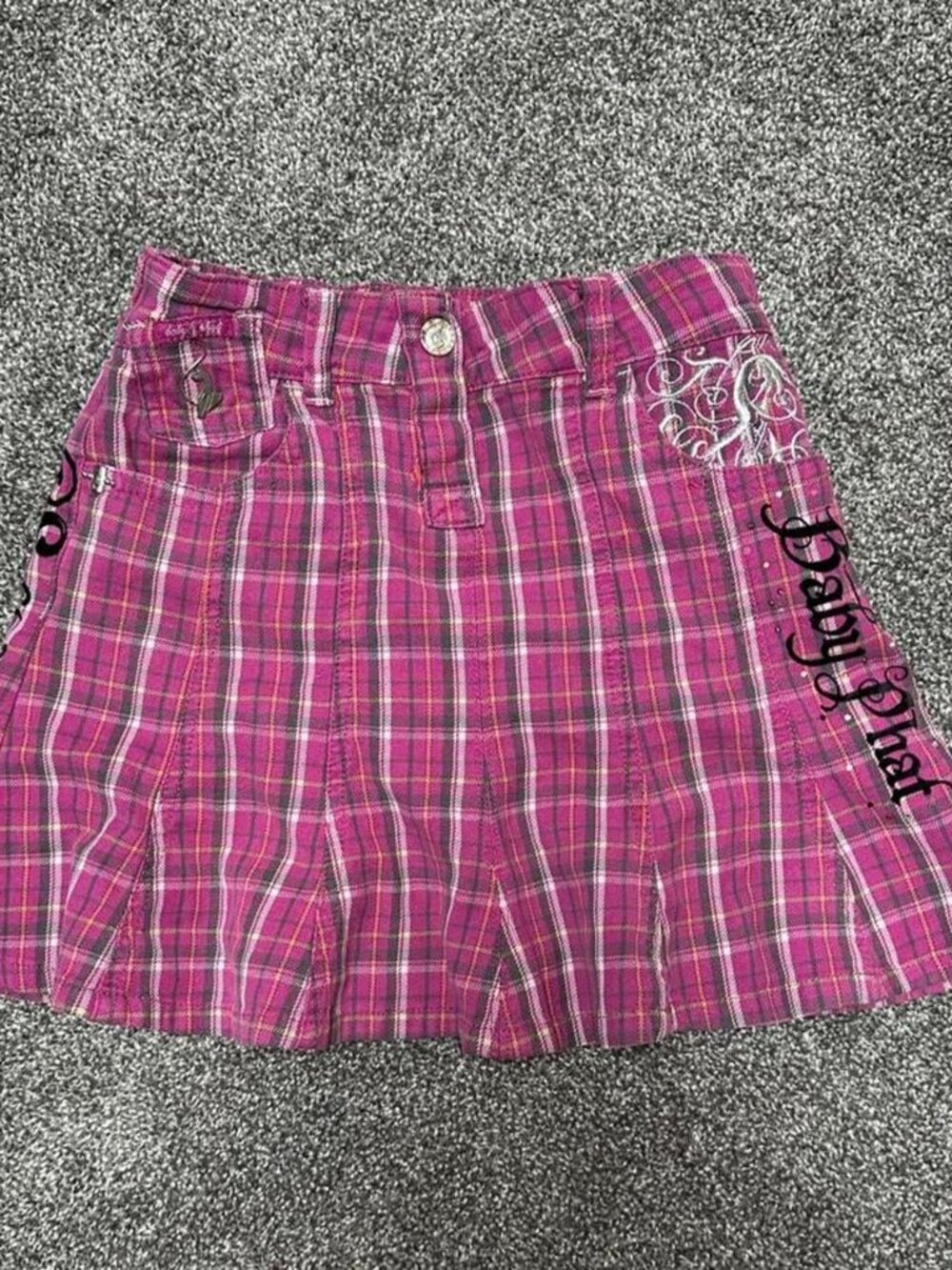 Vintage Baby Phat Pink Plaid Pleated Skirt